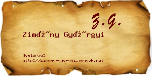 Zimány Györgyi névjegykártya